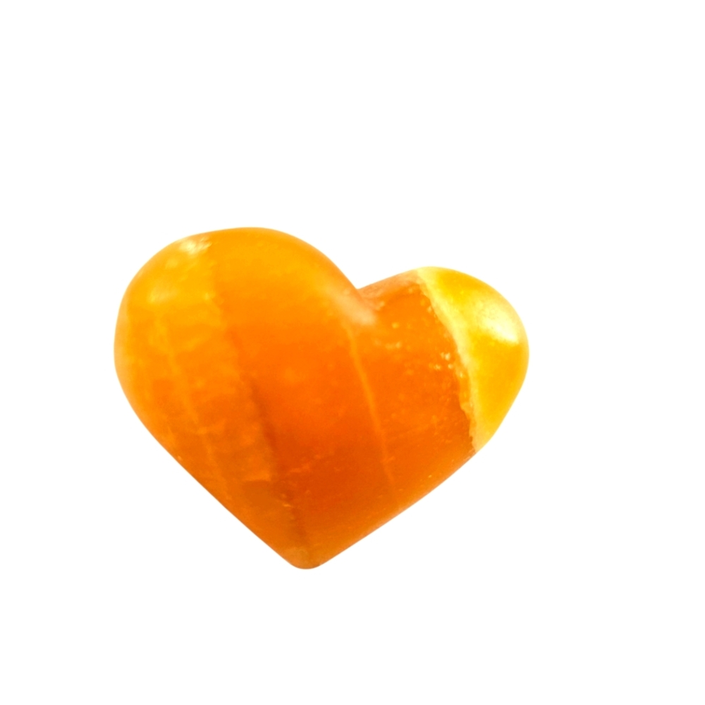 Orange Calcite Heart Carving – Pocket Stone